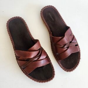 Patagonia Tilia Sandals Dark Brown Woven Leather Strappy  Slides Size 8